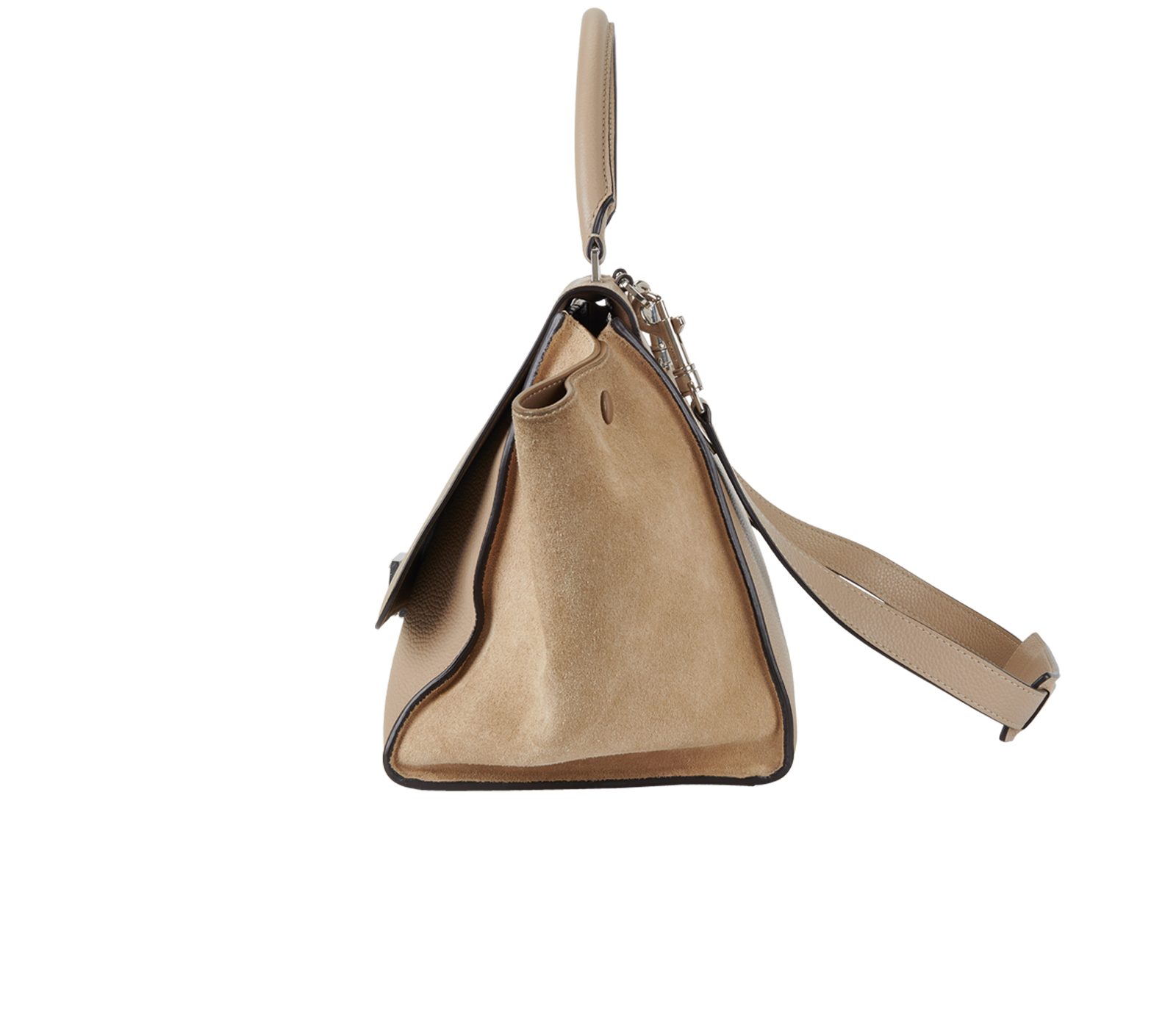 Medium Trapeze, &pound;650, Handbags, Beige, Leather/Suede, Bottom view